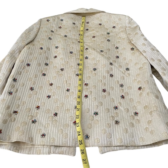 Ann Murray Vintage Dress Jacket Women 12 Golden Ivory Rhinestones Formal - Picture 9 of 13